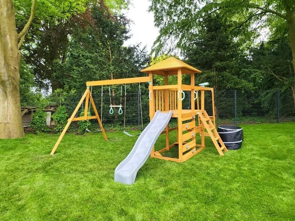 Houten Speeltoestelmet Glijbaan Schommel en Klimrek, Ophalen, Schommel