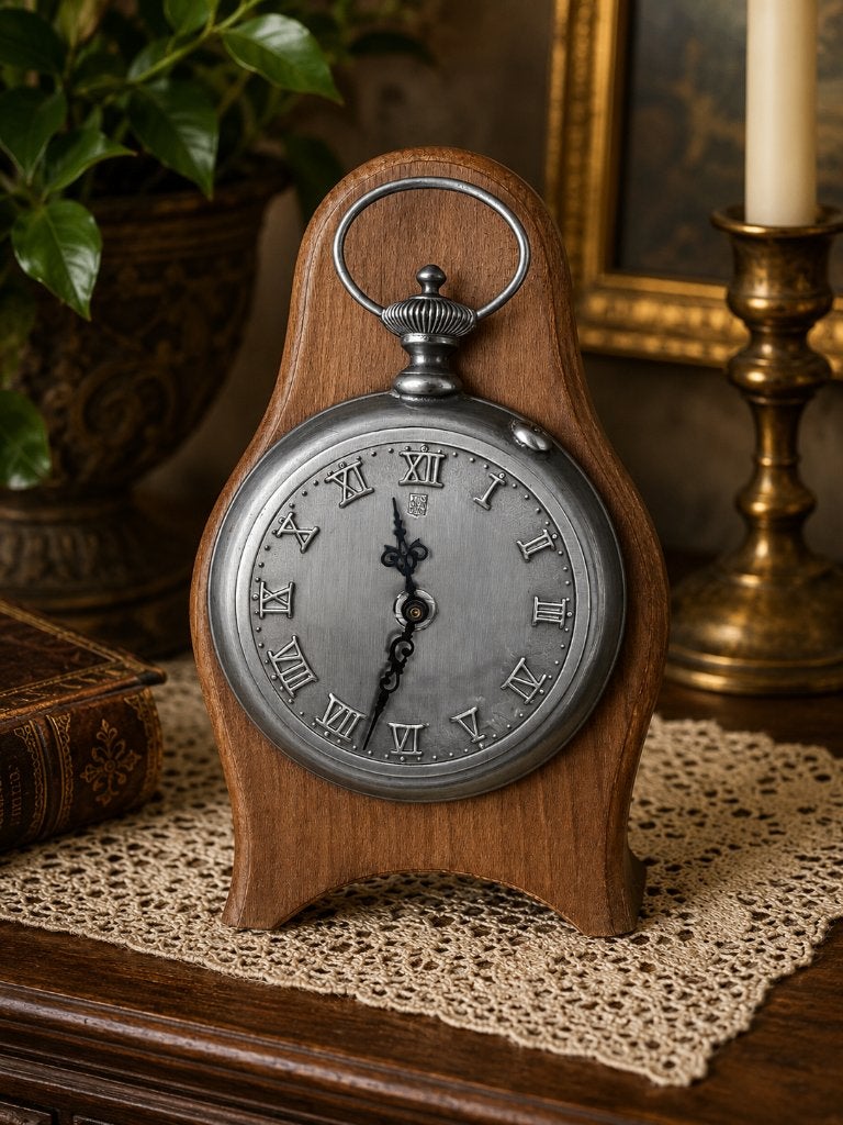 Horloge à poser en étain (92 %) et bois, Antiquités & Art, Enlèvement