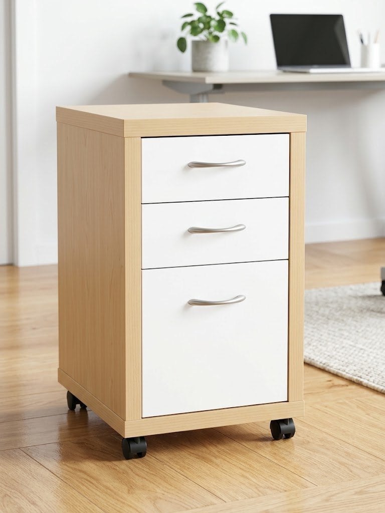 CAISSON BUREAU SUR ROULETTES 3 TIROIRS, Scandinave, Bureau d'écolier, Avec roues, Enlèvement
