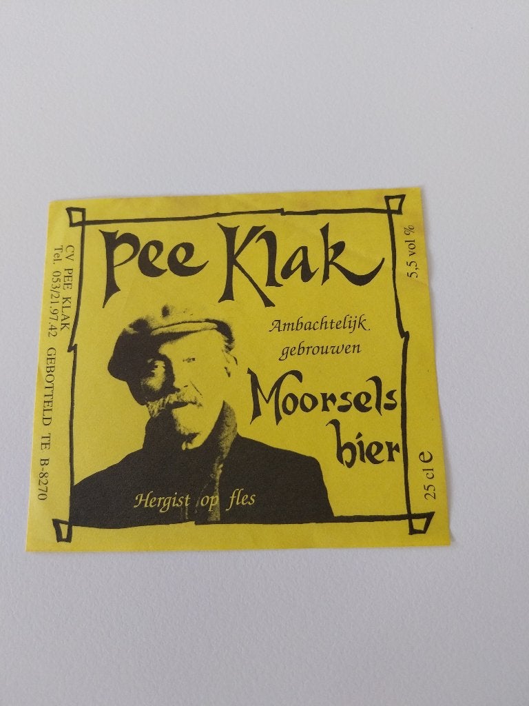 Bieretiket Pee Klak Moorsel Aalst, Ophalen of Verzenden, Gebruikt