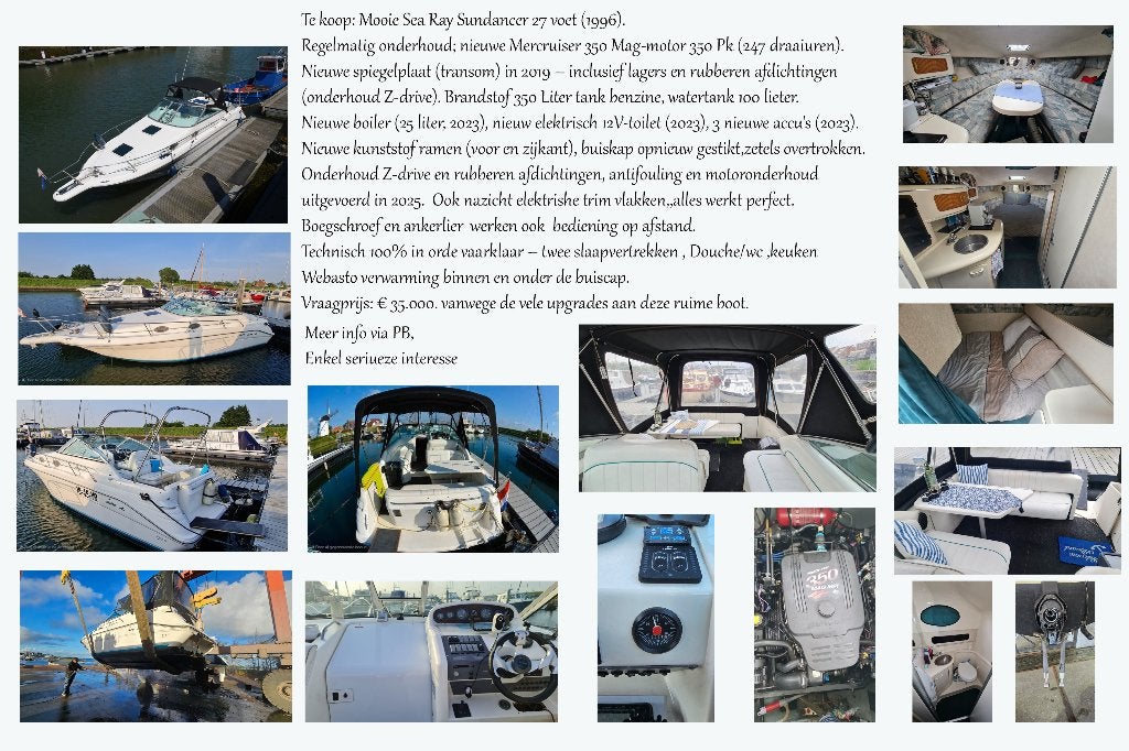 Searay Sundancer 27 Voet, Watersport en Boten, Motorboten en Motorjachten, 350 pk, 9 m, Gebruikt, Binnenboordmotor