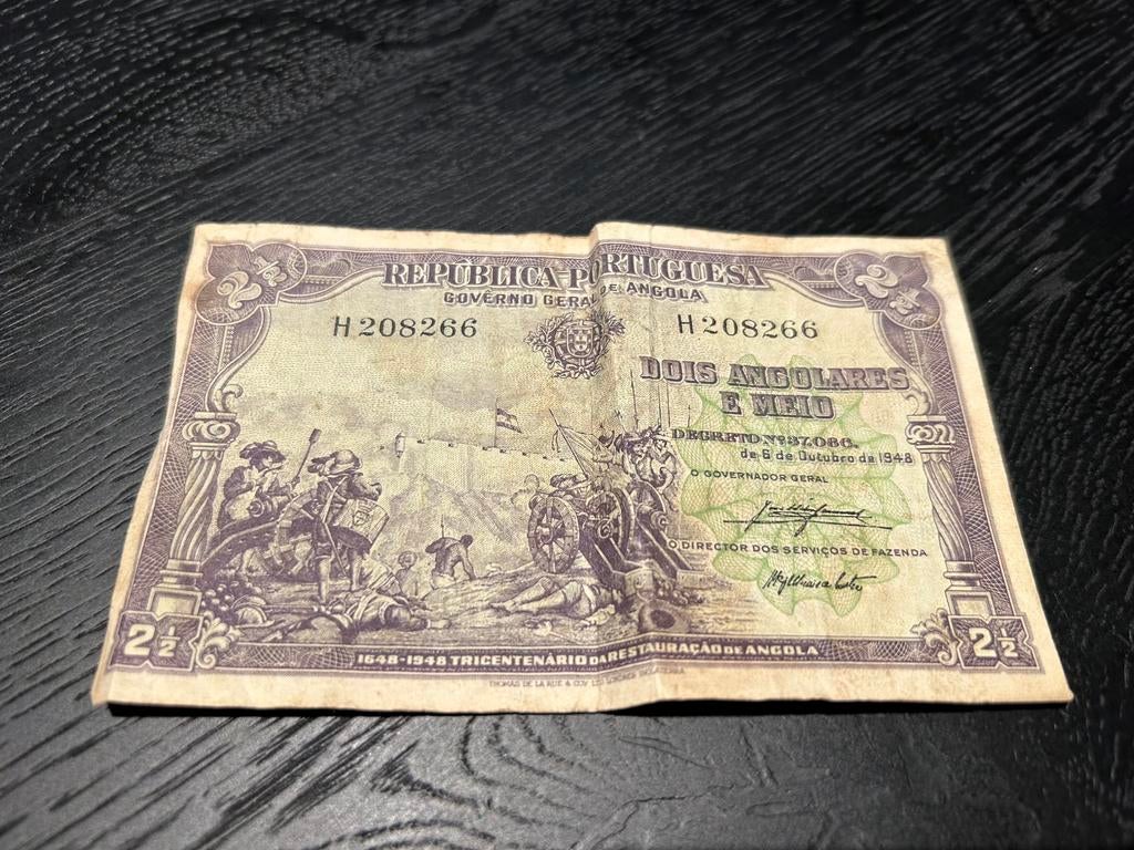 Koloniaal Bankbiljet Angola (1927) -Neushoorn -2,5 Angolares, Timbres & Monnaies, Billets de banque | Europe | Euros, Enlèvement