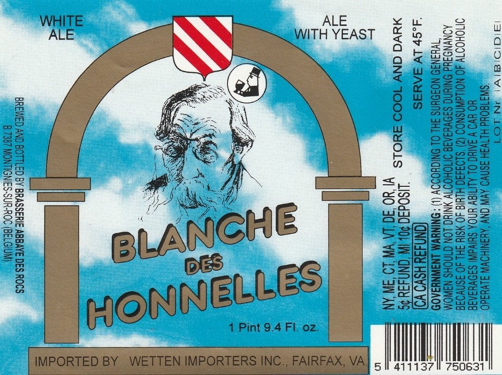 bieretiket Abbaye des Rocs : Blanche des Honnelles #1, Envoi, Comme neuf, Autres types, Autres marques