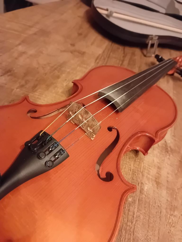 Viool 4/4 met strijkstok, hars, nieuwe snaren en koffer, Muziek en Instrumenten, Snaarinstrumenten | Overige, Ophalen, Zo goed als nieuw