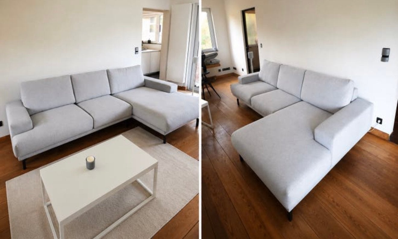 Scandinavische hoekzetel 3m - Lichtgrijs, Ophalen, Gebruikt, Stof, Scandinavische stijl