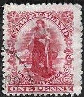 1 Postzegel Nieuw-Zeeland 1901 Zealandia, Ophalen of Verzenden, Gestempeld