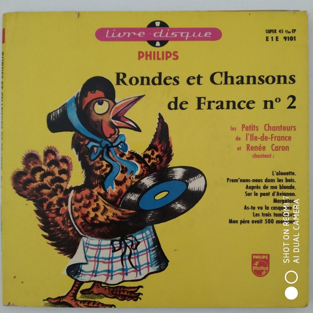 Livre-disque 45t EP 7" RONDES ET CHANSONS DE FRANCE n2 1966, Enlèvement ou Envoi, 7 inch, Utilisé, EP