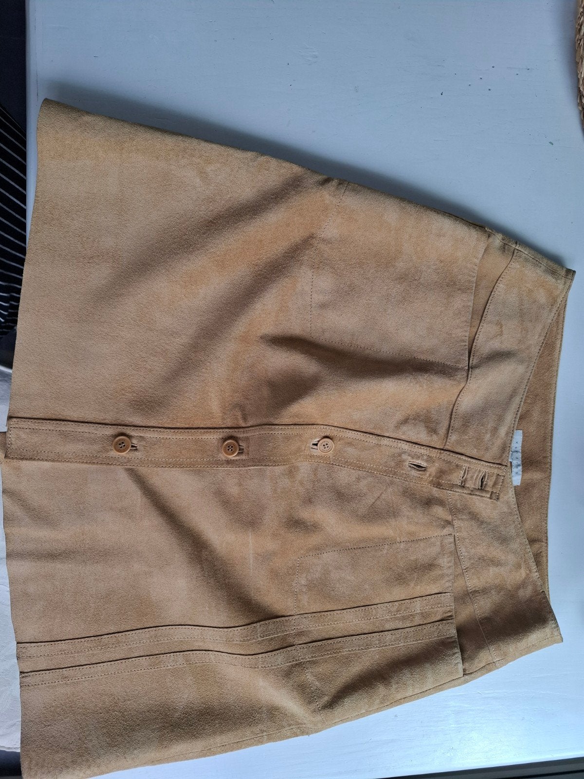 Xandres maat 40 , rok in daim, camelkleur, Ophalen, Maat 38/40 (M)