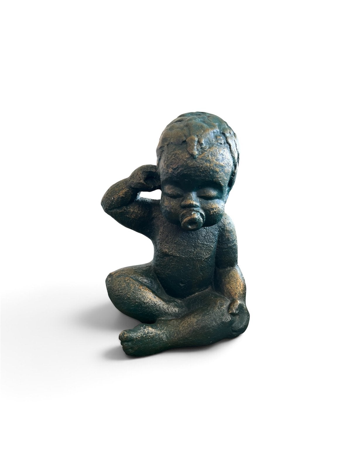 Vintage metalen baby beeldje., Ophalen of Verzenden, Zo goed als nieuw