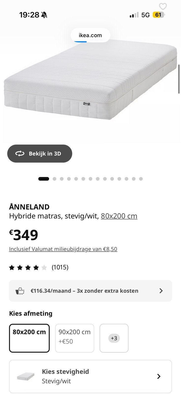 MATRASSEN IKEA- Nog in verpakking!! NIEUW, Huis en Inrichting, Slaapkamer | Matrassen en Bedbodems, Ophalen, Zo goed als nieuw