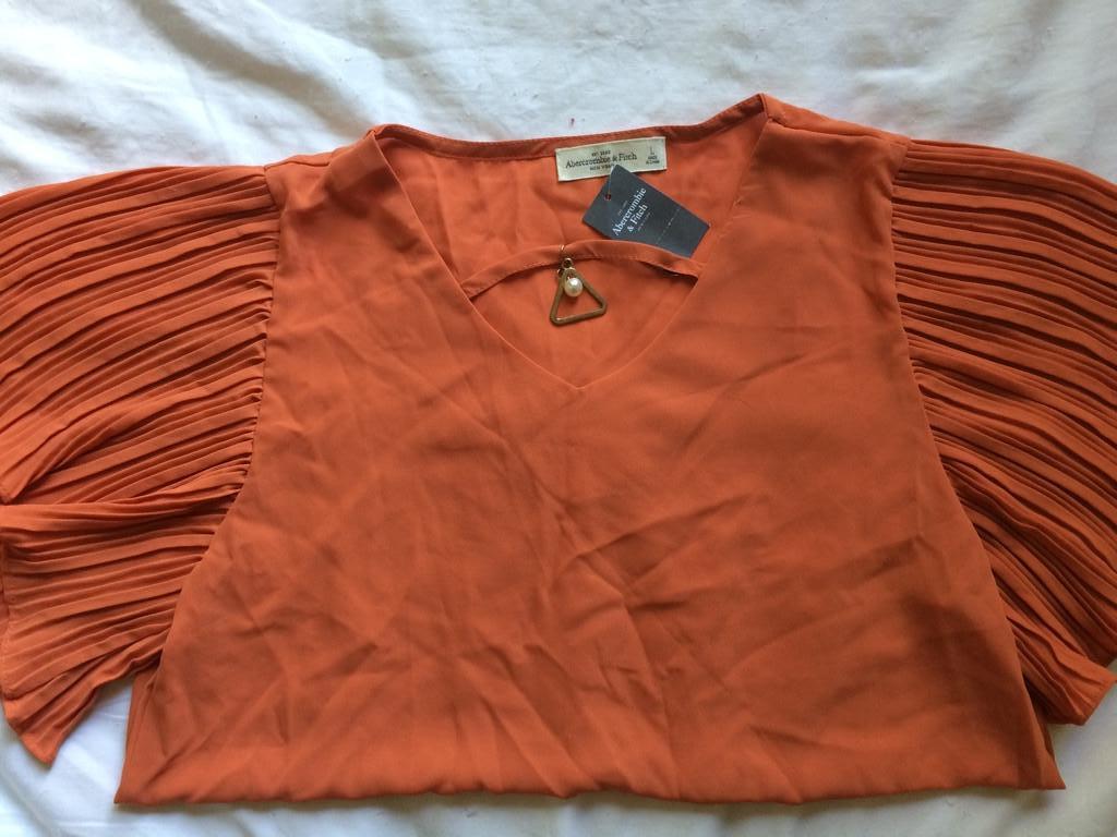 Blouse orange Abercrombie & Fitch - taille L, Enlèvement ou Envoi, Neuf, Taille 42/44 (L), Orange