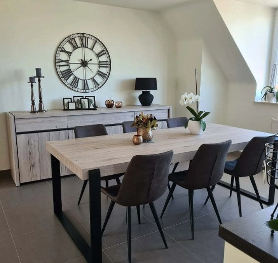 Eettafel 'Lucca' 6 personen, Huis en Inrichting, Ophalen, 100 tot 150 cm, 200 cm of meer, Zo goed als nieuw