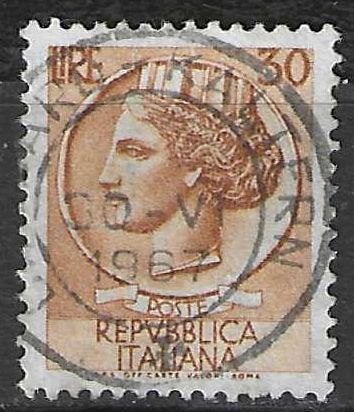 Italie 1968/1972 - Yvert 1000 - Munt van Syracuse (ST), Verzenden, Gestempeld