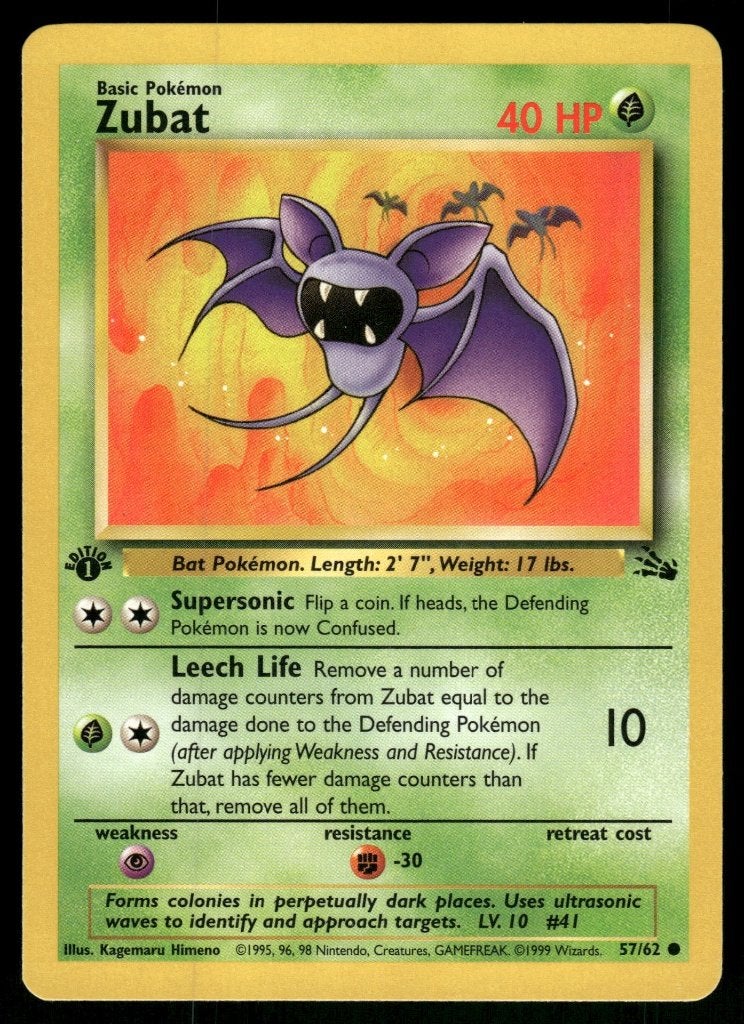 Zubat 57/62 - Fossil (1st edition) (NM), Envoi, Utilisé