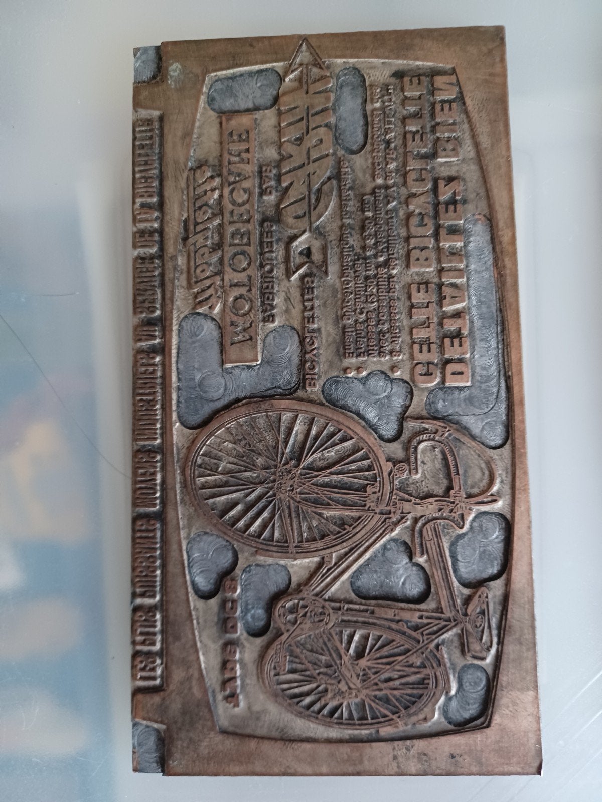 Plaque en métal d´imprimerie  cyclisme, vélo, Collections
