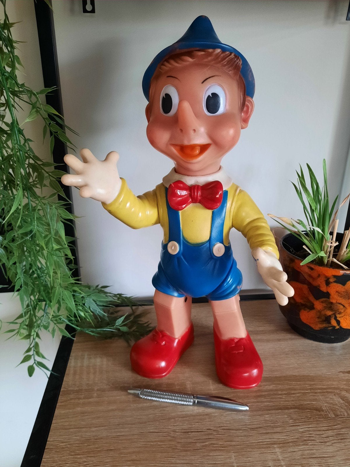Vintage Pinokkio rubber met  pieper., Ophalen of Verzenden