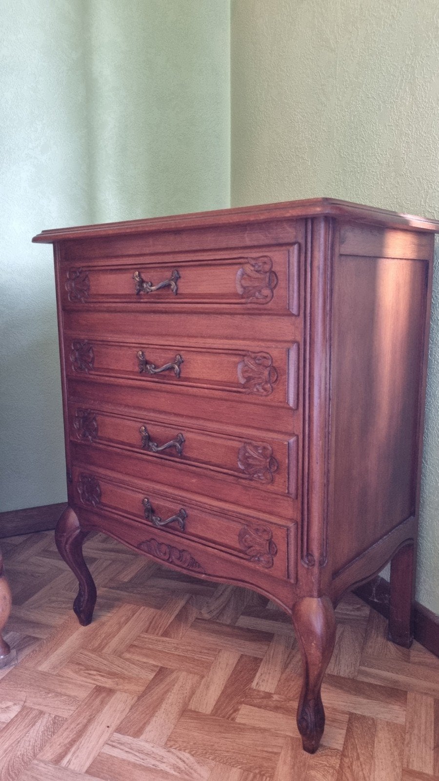 Meuble vintage en bois à 4 tiroirs, Ophalen