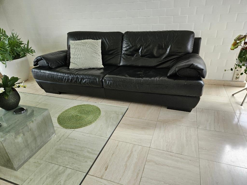 Lederen 3 zit Natuzzi, Huis en Inrichting, Zetels | Zetels, Ophalen, Gebruikt, Driepersoons, Leer