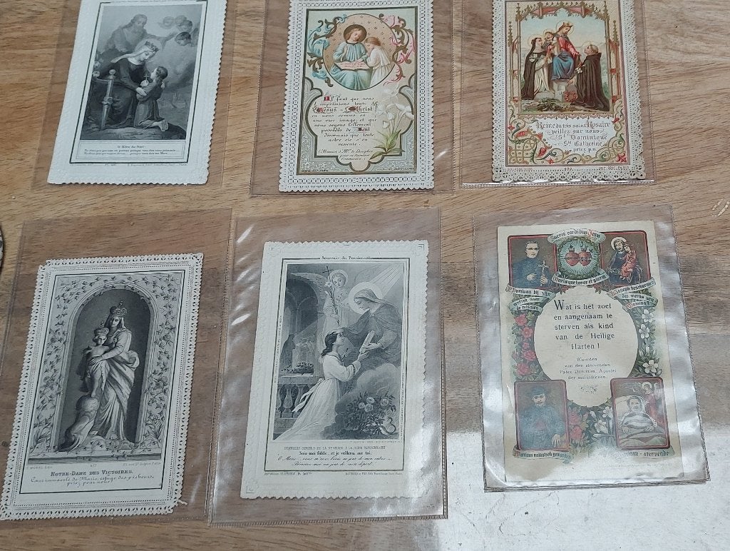 kanten religieuze bidprenten prenten., Antiek en Kunst, Ophalen of Verzenden