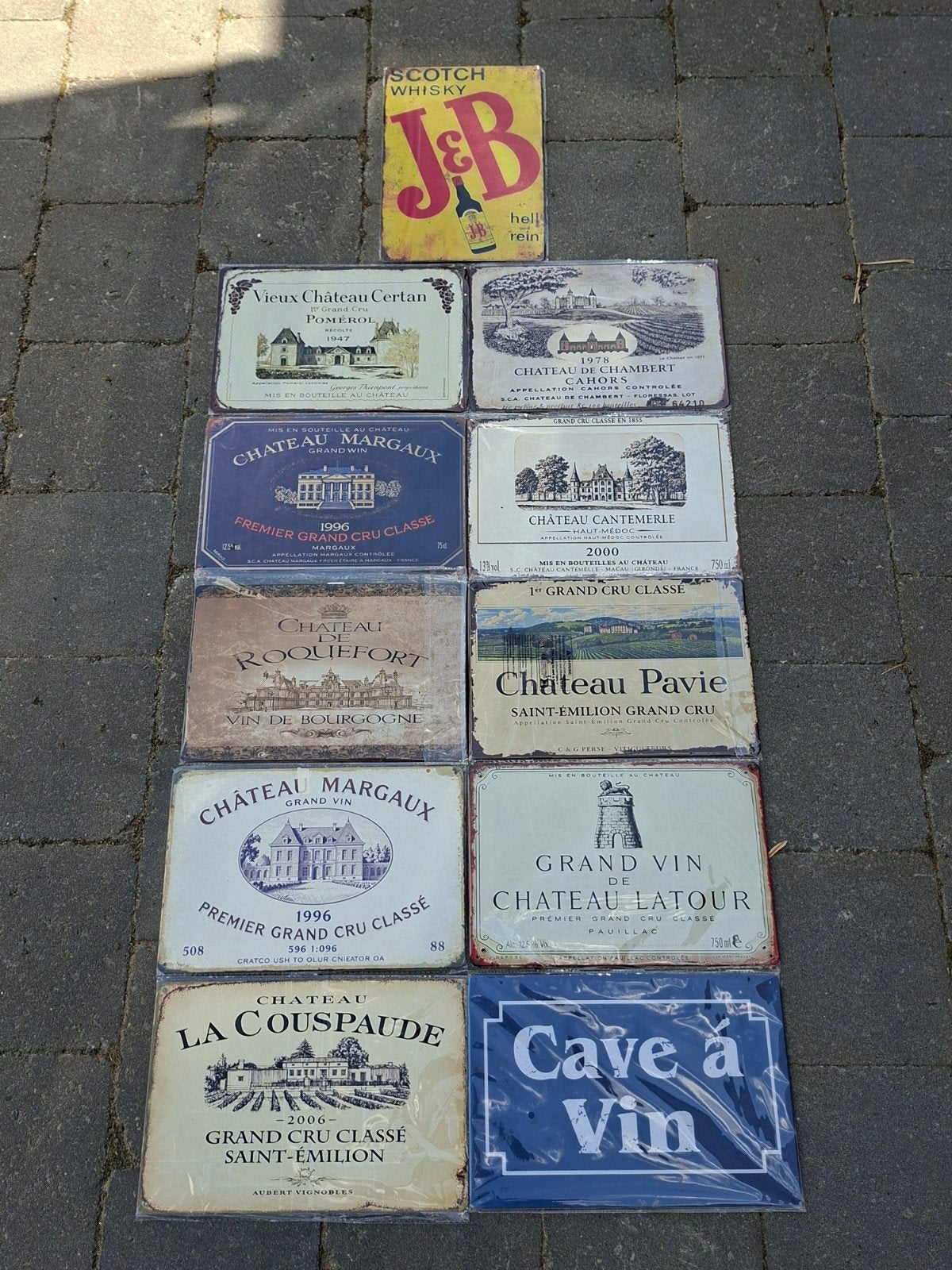 Tôle Vin 30x20 divers châteaux 12€ pièce déco bar cave à vin, Enlèvement