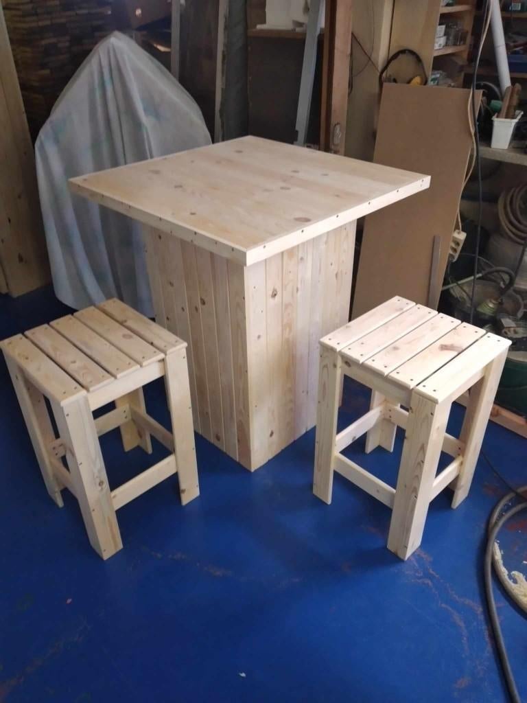 Tafel met 4 krukjes, Jardin & Terrasse, Tables de jardin, Enlèvement, Neuf, Carré, Bois