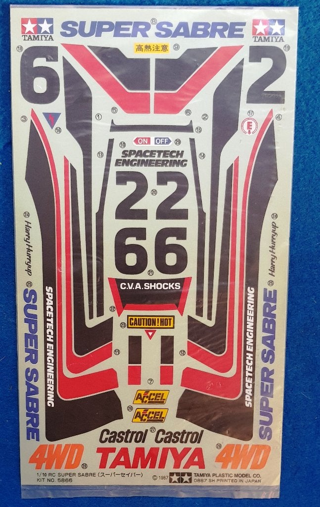 Feuille de stickers Tamiya Super Sabre Buggy vintage, Neuf, Échelle 1:10, Pièce, Électro