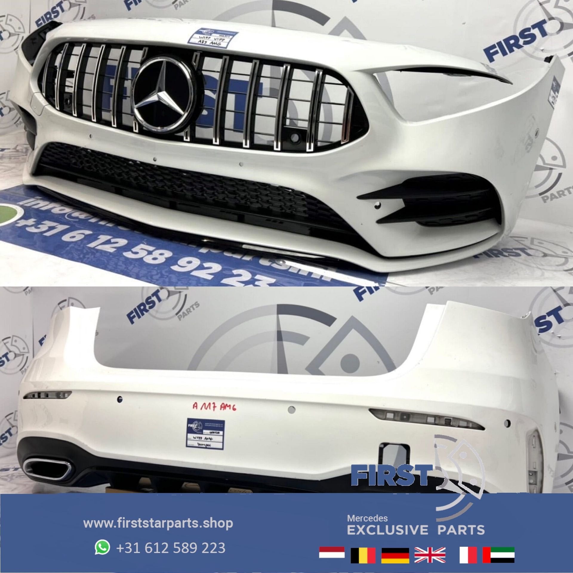 W177 AMG PAKKET Origineel Mercedes A Klasse 2022 BUMPERS WIT, Gebruikt, -, Ophalen of Verzenden, Bumper