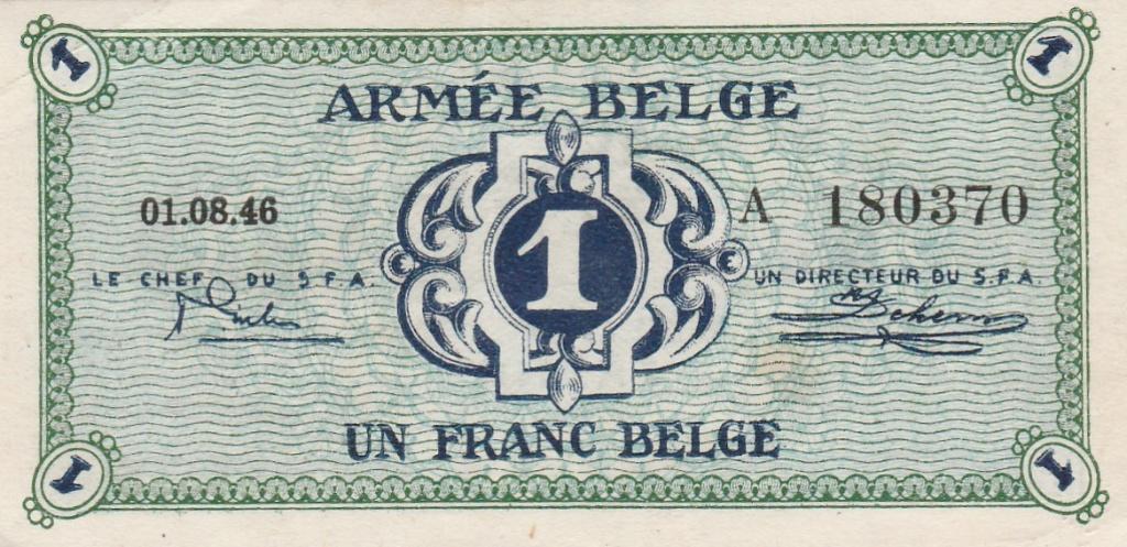 Het bankbiljet "LEGER BELGIË 1 FRANK BELGIE 1946", Postzegels en Munten, Bankbiljetten | België, Los biljet, Ophalen of Verzenden
