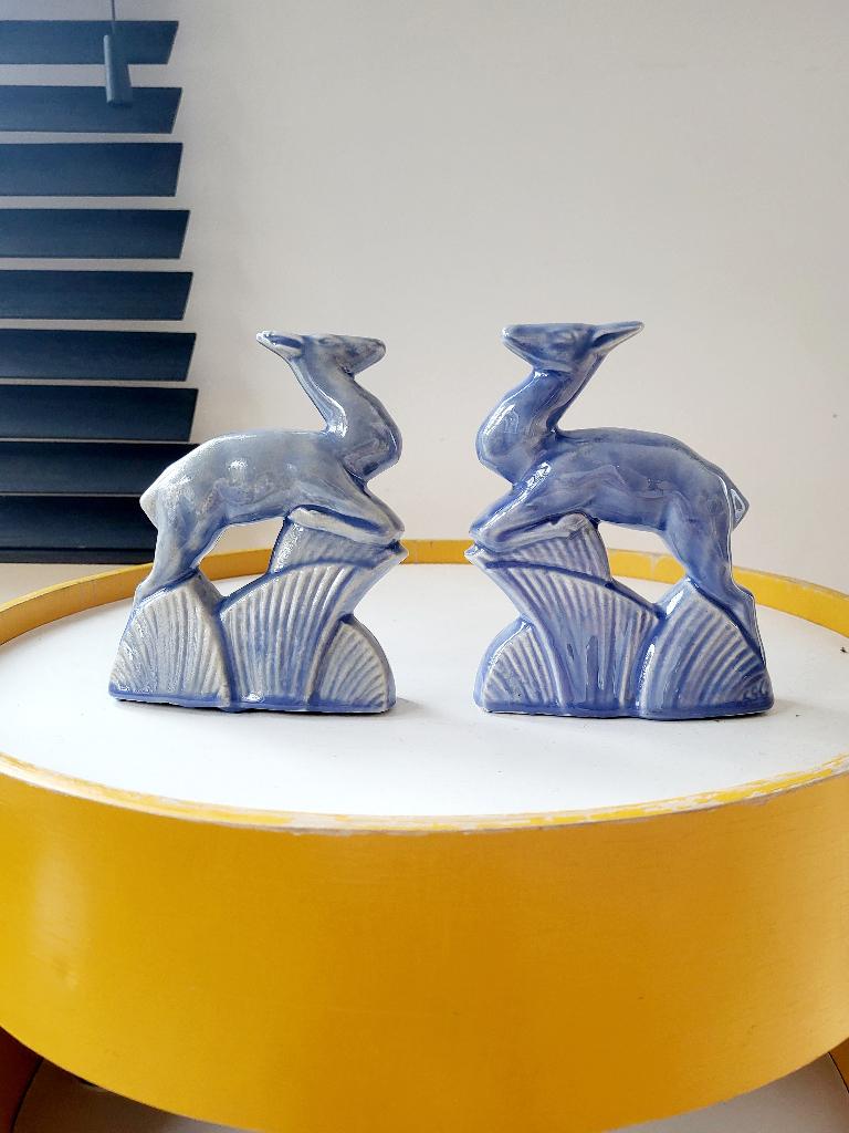 figurines en céramique de cerf art déco, Enlèvement ou Envoi