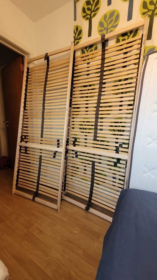 2 80 cm IKEA LEIRSUND 2 x Sommier à lattes / Lattenbodem, Sommier, 200 cm, Une personne, Comme neuf