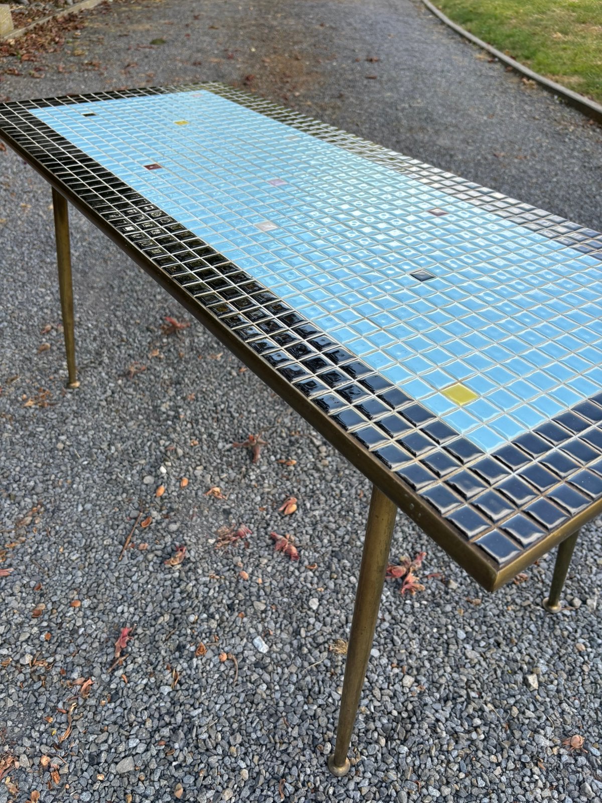 Grande table basse vintage en mosaïque, Enlèvement