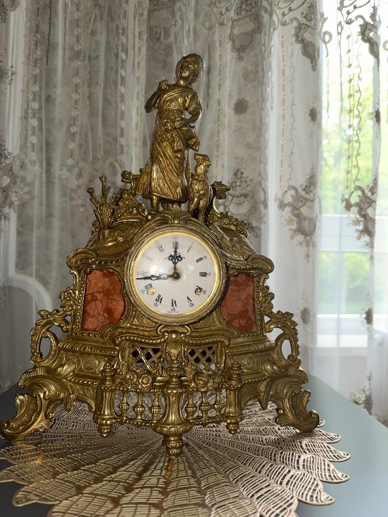 3 delig bronze klok met kandelaars, Antiek en Kunst, Ophalen