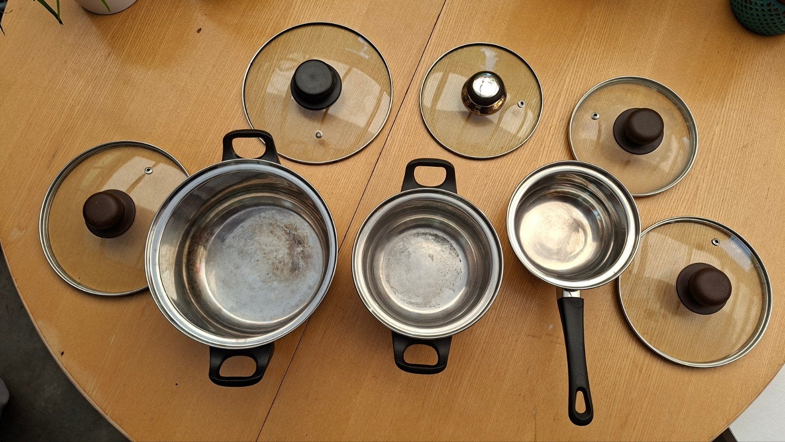 Kookpotten met deksels., Huis en Inrichting, Keuken | Potten en Pannen, Geschikt voor inductie, Ophalen, Gebruikt, Inox