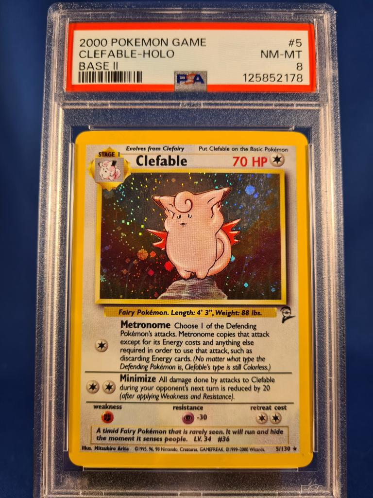 Clefable 5/130 - Base Set 2 (PSA 8), Envoi, Utilisé