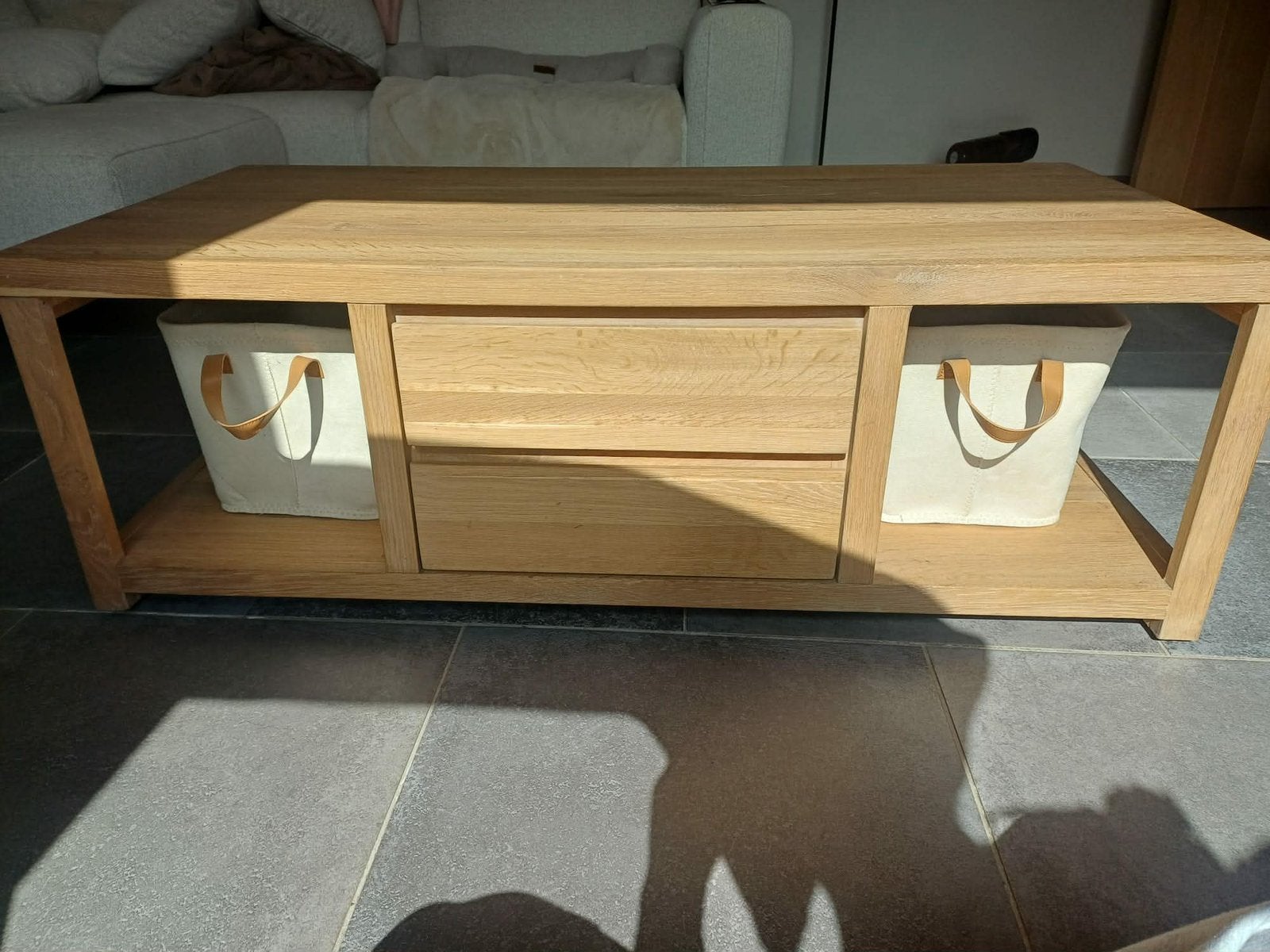 Salontafel massief eik, Ophalen, Zo goed als nieuw