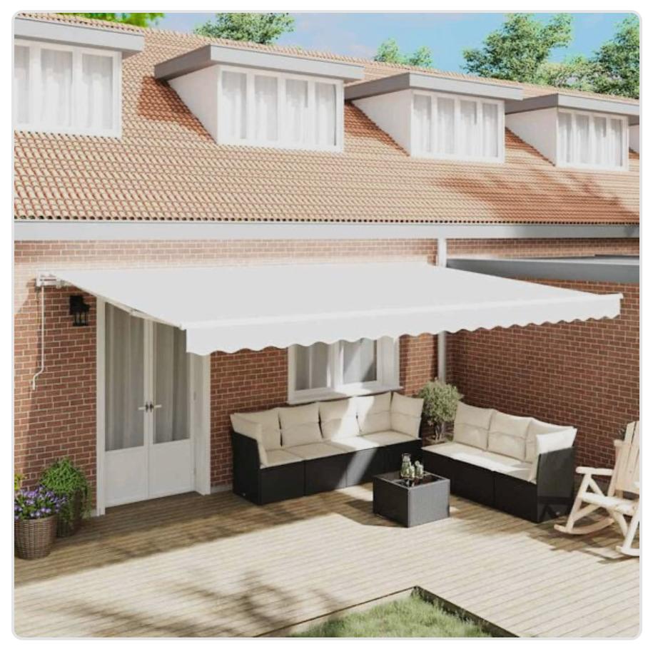 Zonnescherm wit elektrisch uittrekbaar 600 X 350, Tuin en Terras, Zonneschermen, Ophalen, 450 cm of meer, Nieuw, Elektrisch