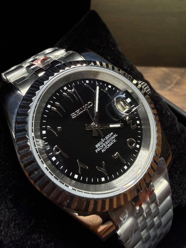 Montre Seiko Mod Arabic Black, Ophalen, Staal, Polshorloge, Nieuw