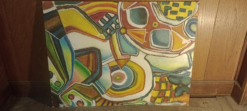 Peinture abstraite signée Serge Montegnies, 80x60, n579, Enlèvement