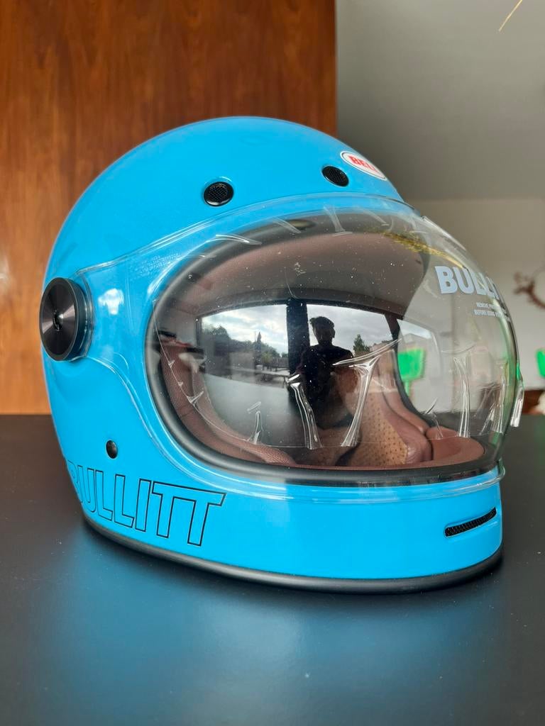 Casque de moto bleu rétro Bell Bullitt, Motos, Autres marques, M, Enlèvement ou Envoi, Casque intégral