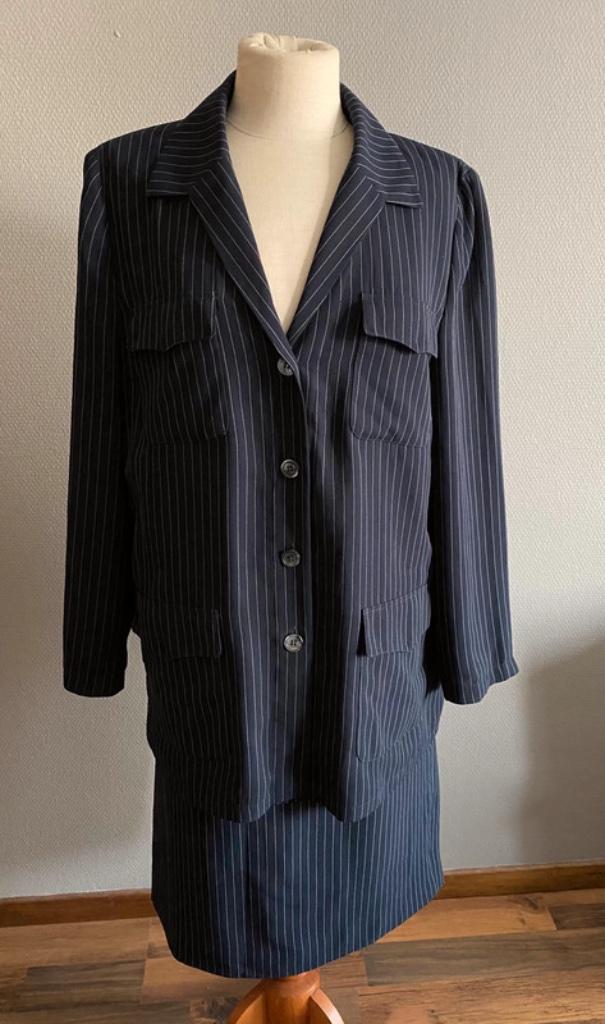 Zwart gestreept co-ord setje Mayerline Brussels maat 46, Mayerline, Taille 46/48 (XL) ou plus grande, Comme neuf, Costume ou Complet
