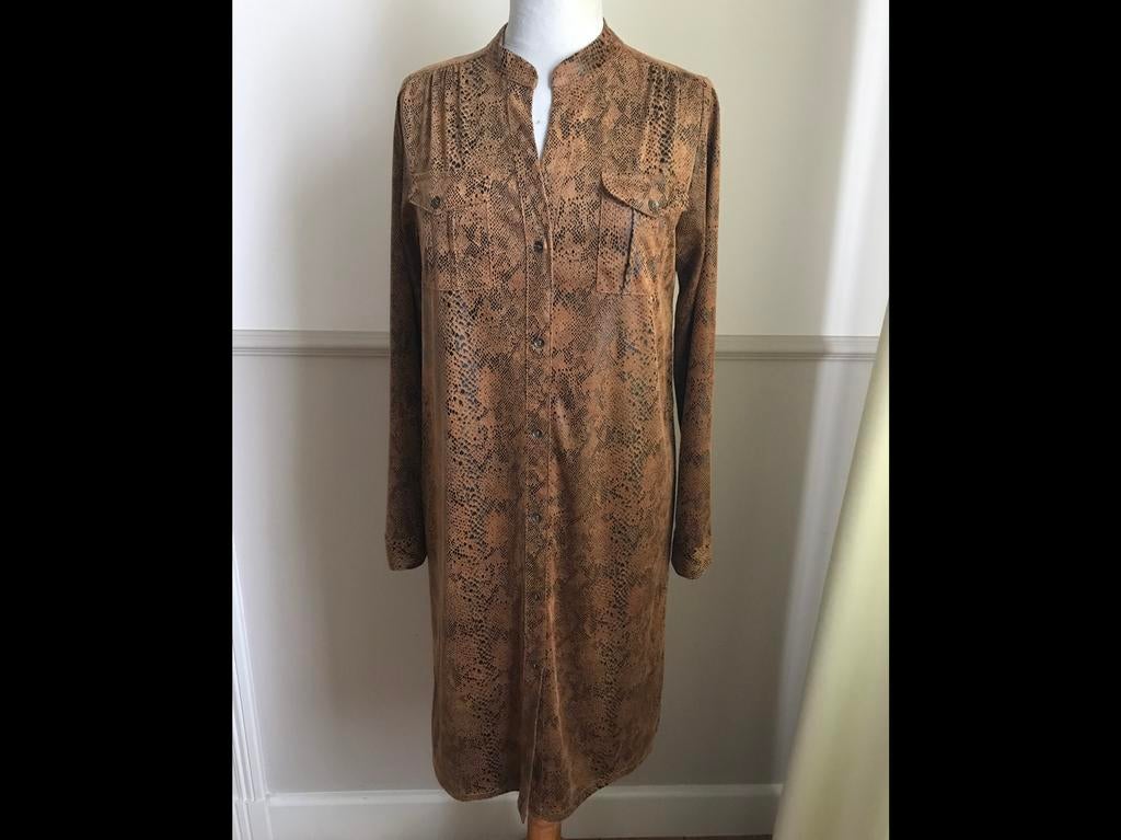 Cimini Paris jurk kleedje dierenprint print bruin zwart mt S, Enlèvement ou Envoi, Neuf, Taille 36 (S), Sous le genou