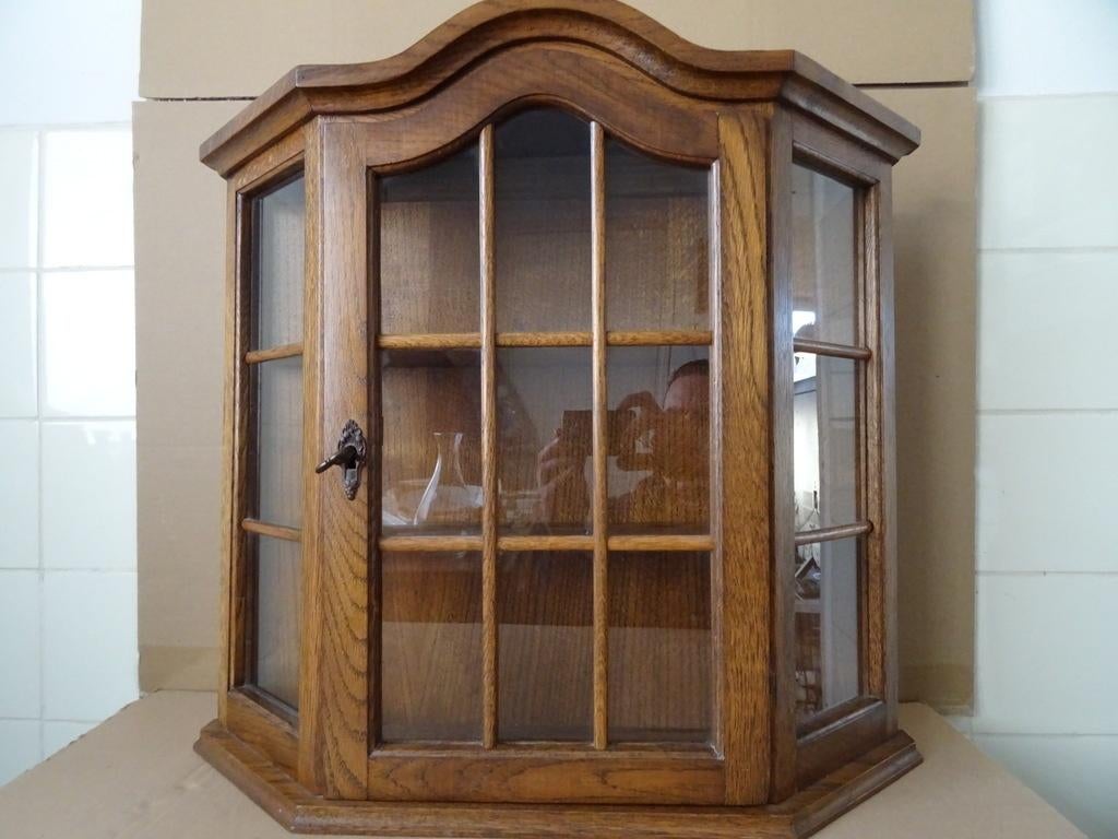 Vintage vitrinekast vitrinekastje hangkastje Afhaalprijs 45e, Huis en Inrichting, Glas, Gebruikt, Minder dan 25 cm, Minder dan 100 cm