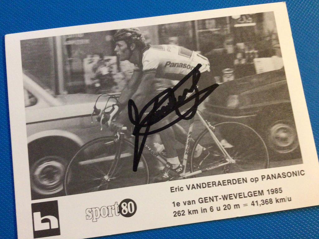 wielerkaart 1985 team panasonic eric vanderaerden signe, Verzenden, Zo goed als nieuw