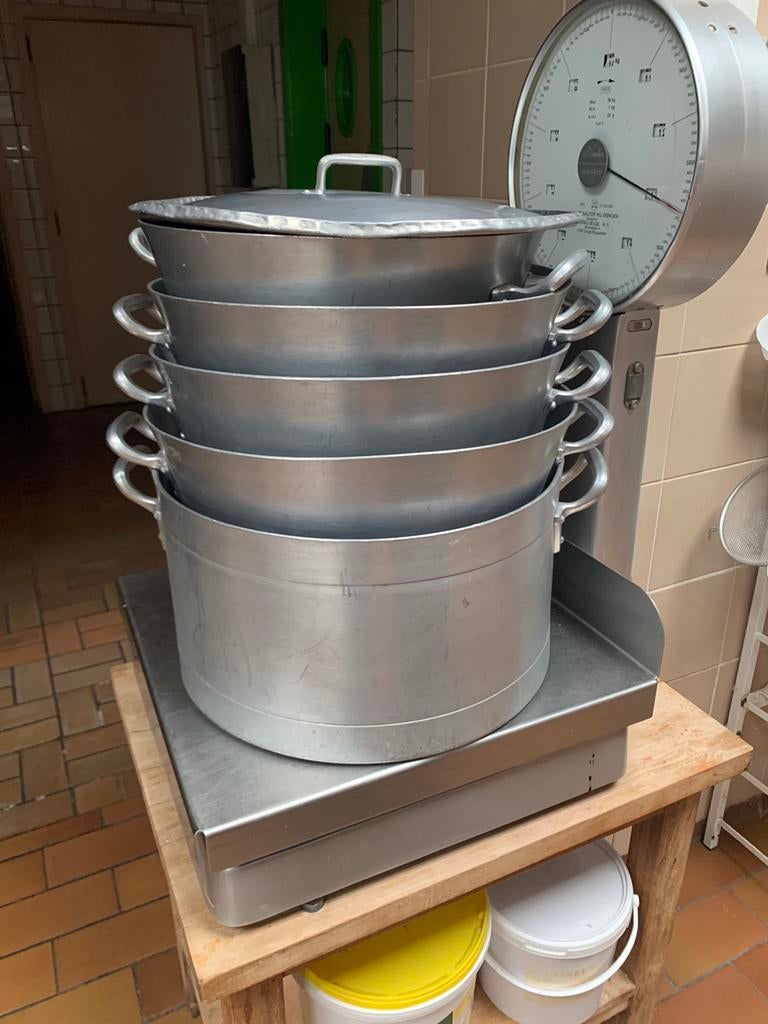 Batterie de casseroles professionnelles, Aluminium, Plaque céramique, Enlèvement, Utilisé