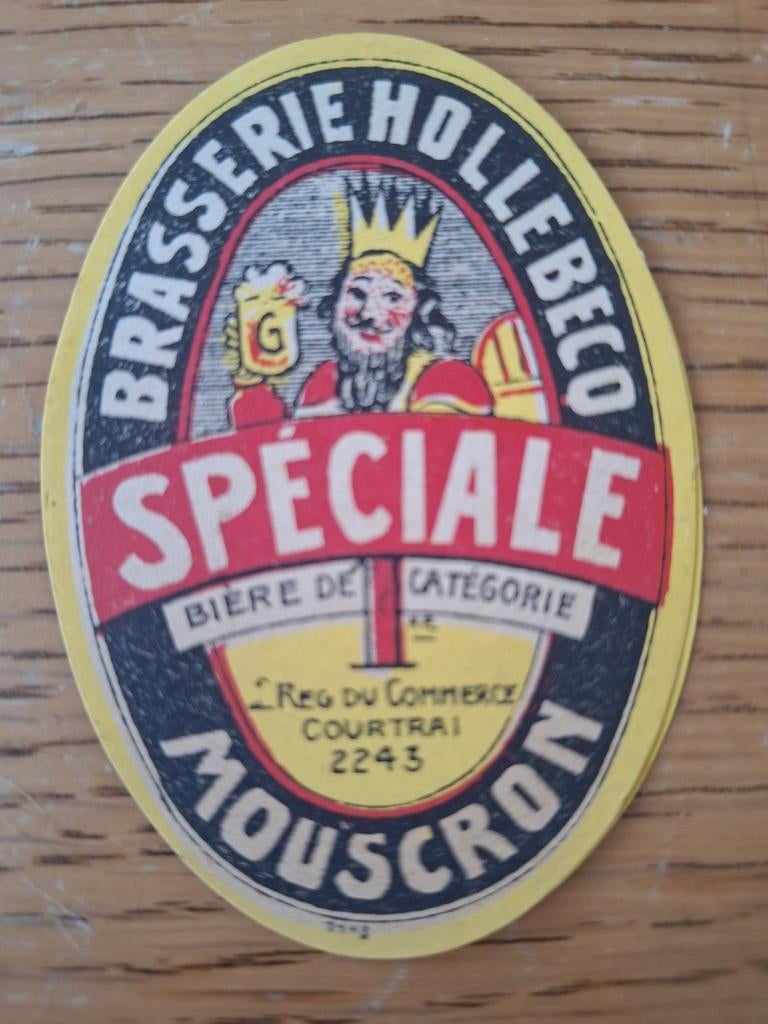 Oud bieretiket brouwerij Hollebecq Moeskroen, Ophalen of Verzenden