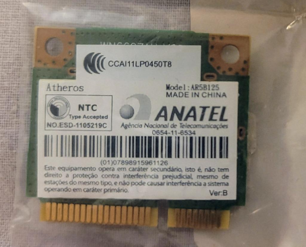 Carte réseau WiFi Atheros AR5B125 mini PCI-E, Informatique & Logiciels, Enlèvement ou Envoi, Utilisé, Interne, Atheros
