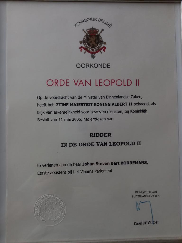 Oorkonde Orde van Leopold II, Verzamelen, Ophalen of Verzenden, Zo goed als nieuw
