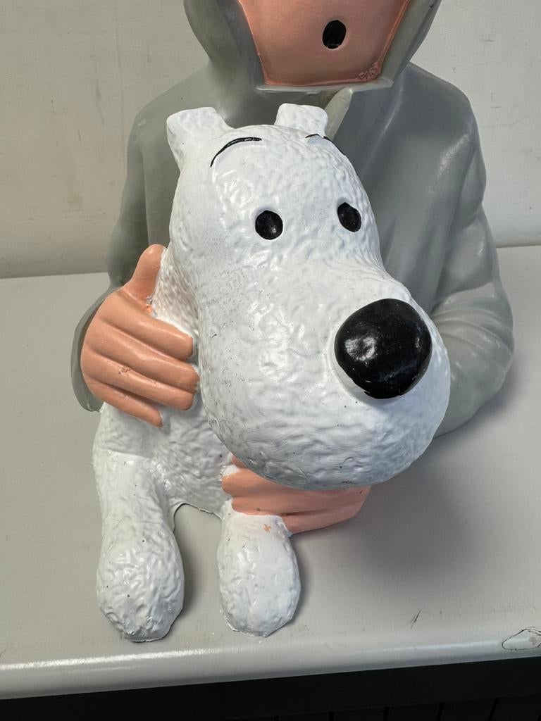 Kuifje beeld / buste met Bobby, Ophalen of Verzenden, Kuifje, Zo goed als nieuw, Beeldje of Figuurtje