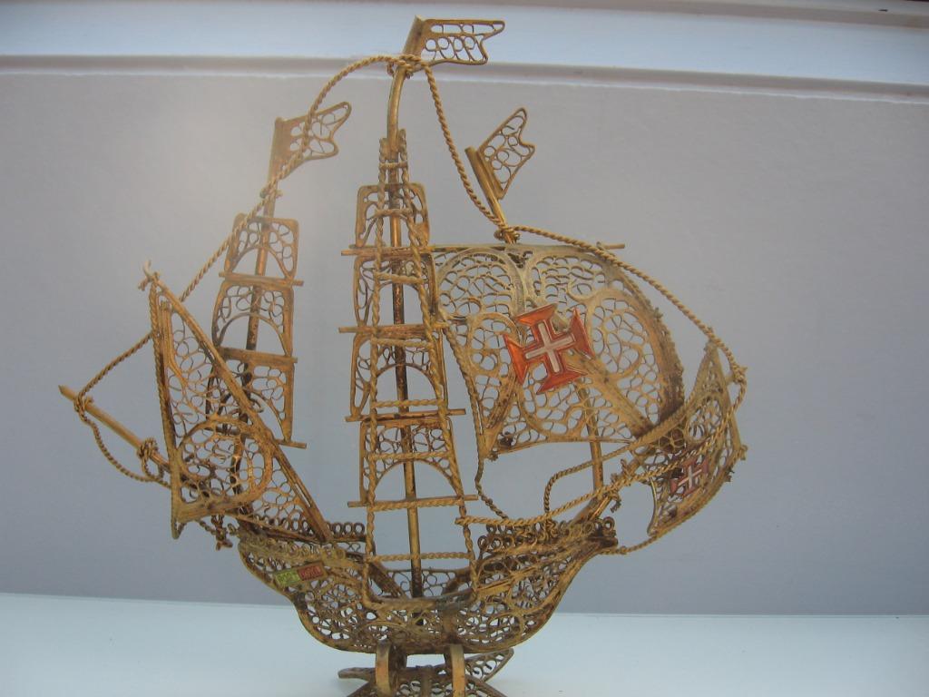 Caravelle Christophe Colomb en cuivre très fin et ciselé., Antiek en Kunst, Antiek | Brons en Koper, Koper, Ophalen of Verzenden