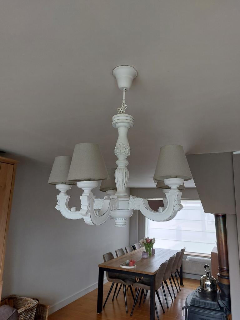 5 armige Luster verlichting, Enlèvement, Comme neuf, Bois
